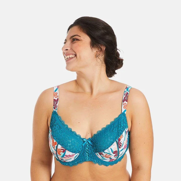 Soutien-gorge à armatures grand maintien turquoise/rose Eva Pomm Poire