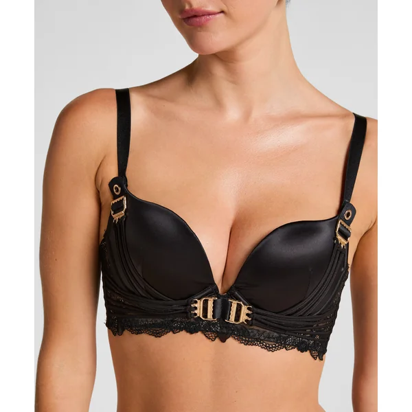 Soutien-gorge à armatures longline push-up préformé Avela - Noir