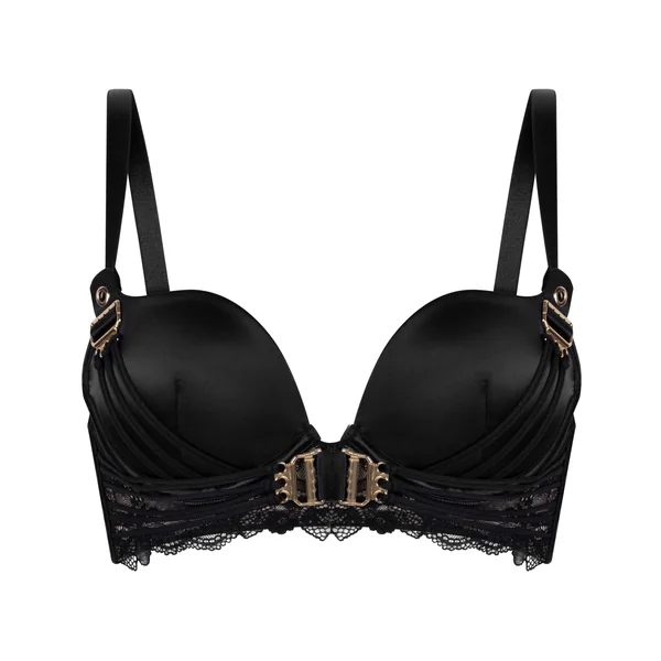 Soutien-gorge à armatures longline push-up préformé Avela - Noir
