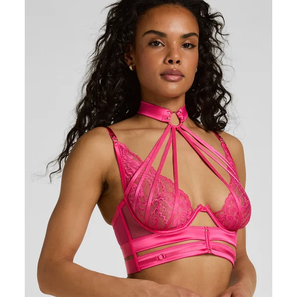Soutien-gorge à armatures non rembourré longline Amelie - Rose