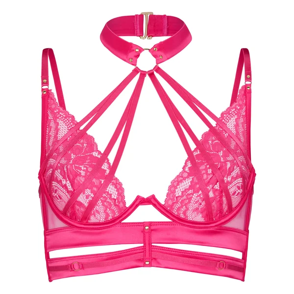 Soutien-gorge à armatures non rembourré longline Amelie - Rose