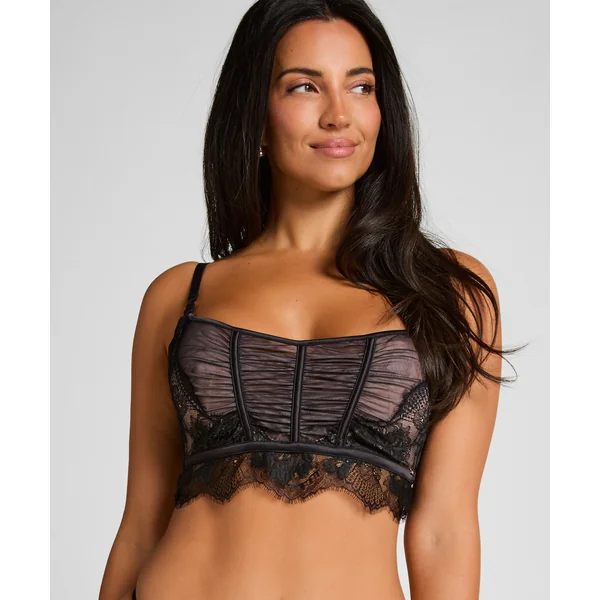 Soutien-gorge à armatures non-préformé longline Cynthia - Noir