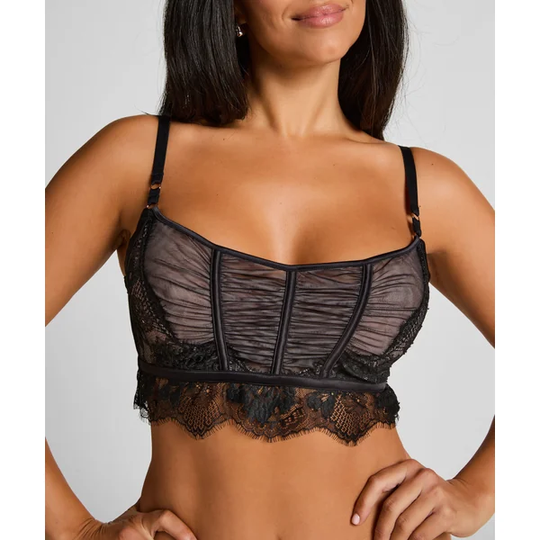 Soutien-gorge à armatures non-préformé longline Cynthia - Noir