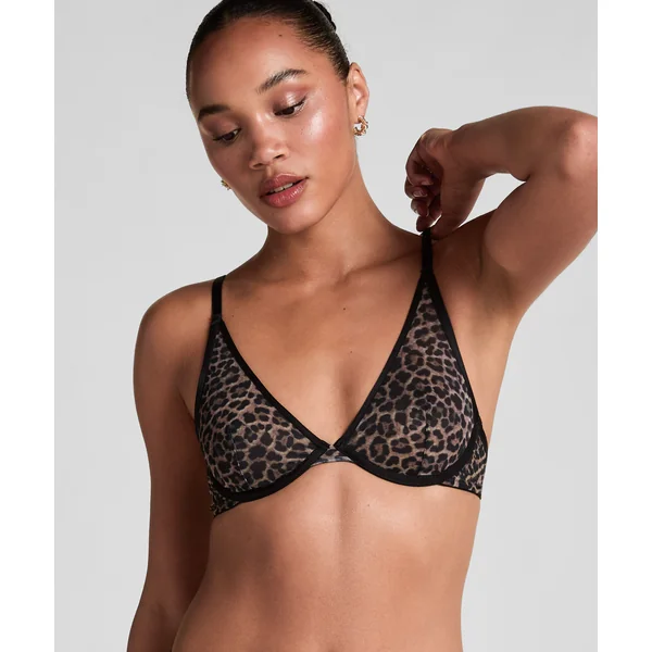 Soutien-gorge à armatures non-préformé léopard Tara - Noir