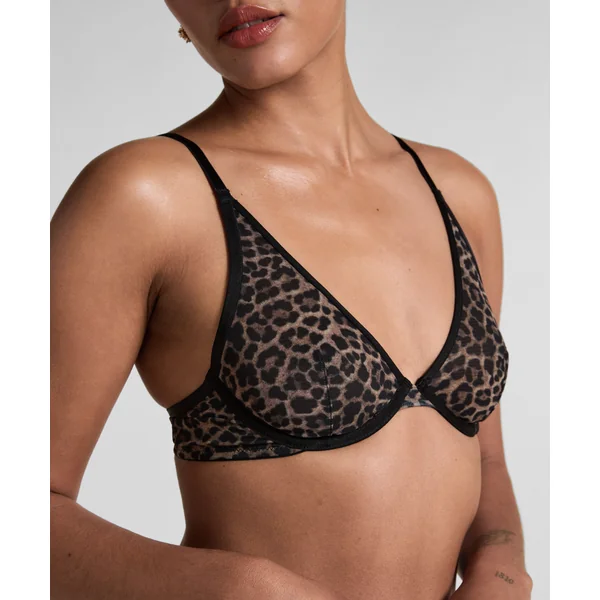 Soutien-gorge à armatures non-préformé léopard Tara - Noir