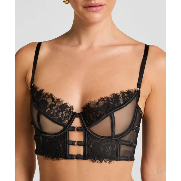 Soutien-gorge à armatures non-rembourré longline Nienke - Noir