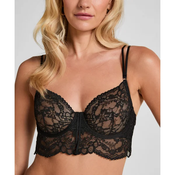 Soutien-gorge à armatures non-rembourré longline Sabrina - Noir