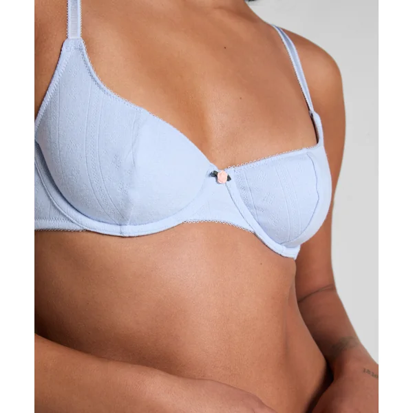 Soutien-gorge à armatures non-rembourré Pointelle - Bleu