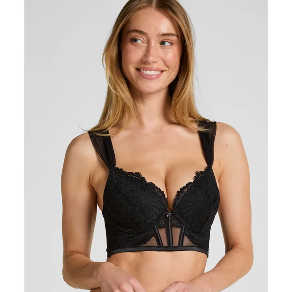 Soutien-gorge à armatures préformé push-up et longline Whitney - Noir