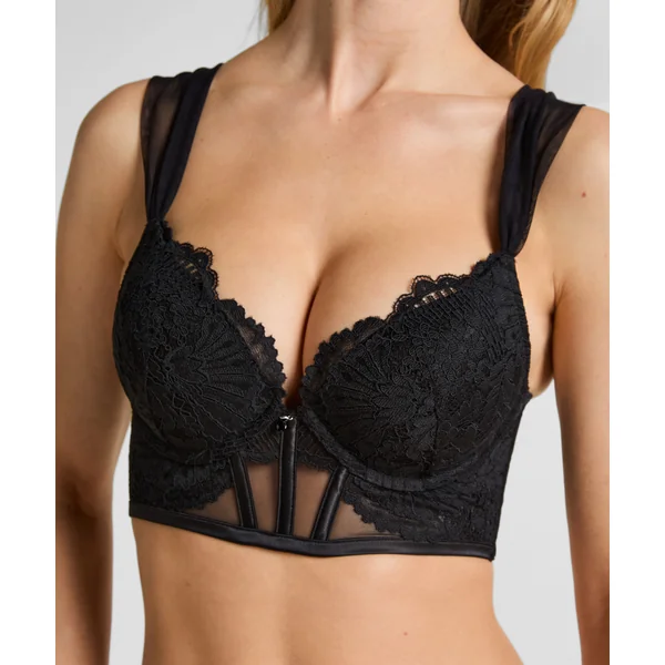 Soutien-gorge à armatures préformé push-up et longline Whitney - Noir