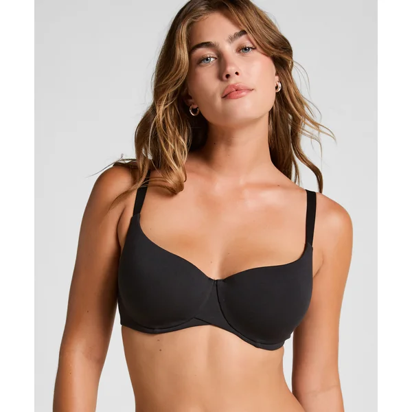 Soutien-gorge à armatures rembourré en coton - Noir