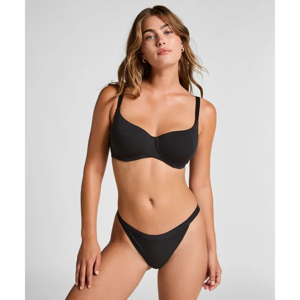 Soutien-gorge à armatures rembourré en coton - Noir