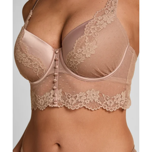 Soutien-gorge à armatures rembourré longline Laila - Marron