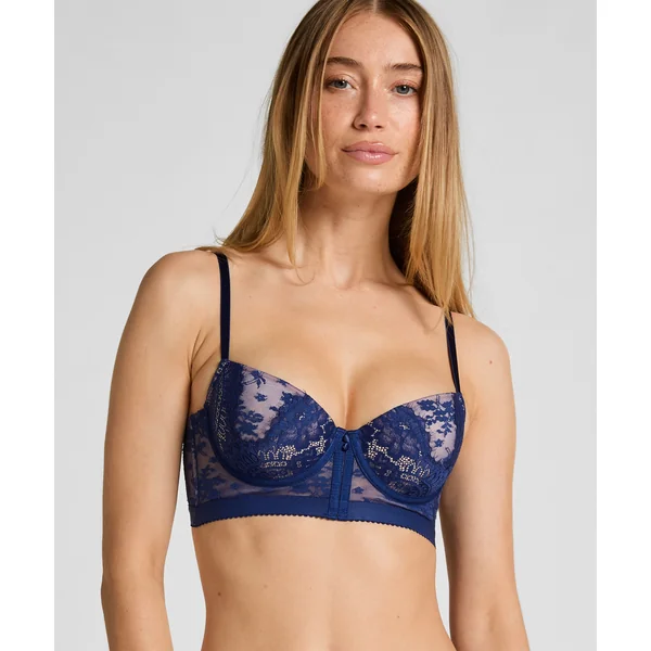 Soutien-gorge à armatures rembourré longline Lou - Bleu