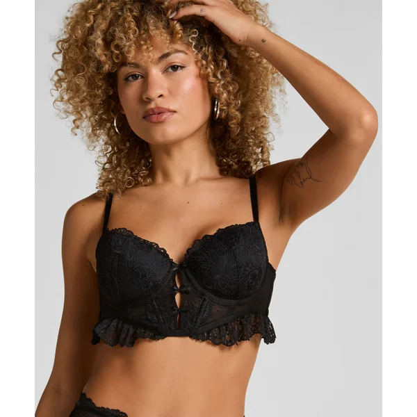 Soutien-gorge à armatures rembourré longline Posie - Noir