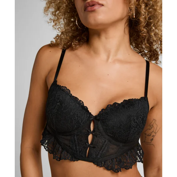Soutien-gorge à armatures rembourré longline Posie - Noir