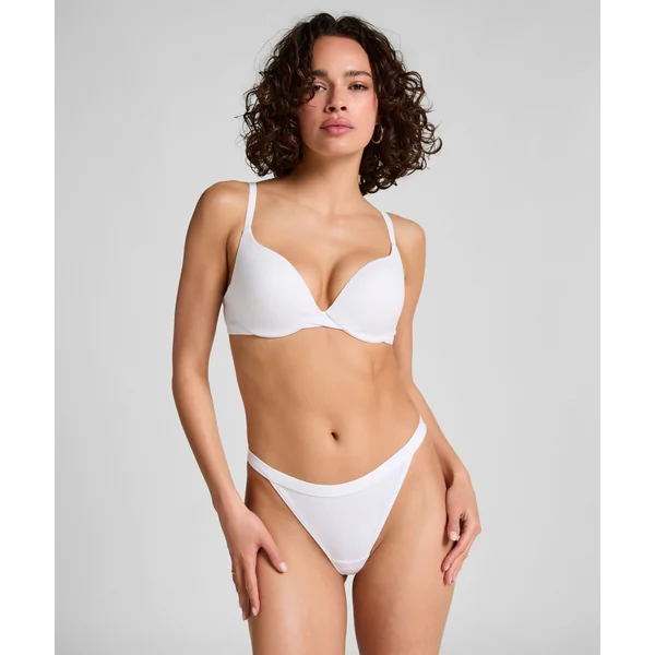 Soutien-gorge à armatures rembourré push-up en coton - Blanc