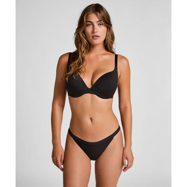 Soutien-gorge à armatures rembourré push-up en coton - Noir