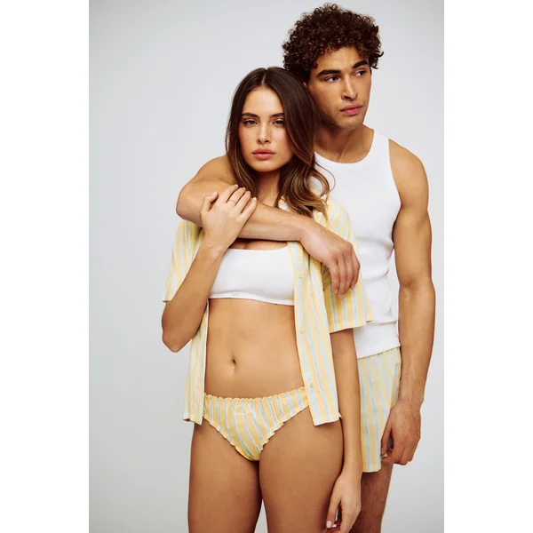 String en coton à rayures avec broderie "sunshine