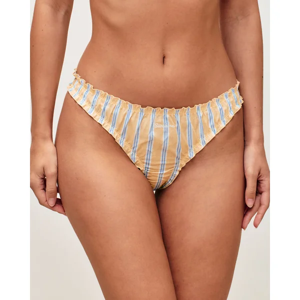 String en coton à rayures avec broderie "sunshine