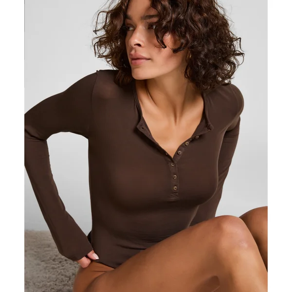 super soft Body haut avec cachemire - Marron