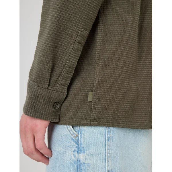 Surchemise texturée unie Vert kaki