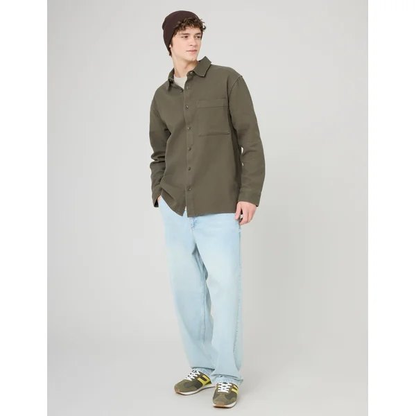 Surchemise texturée unie Vert kaki