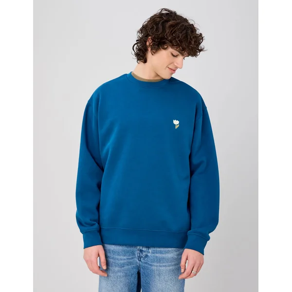 Sweat broderie poitrine Bleu foncé
