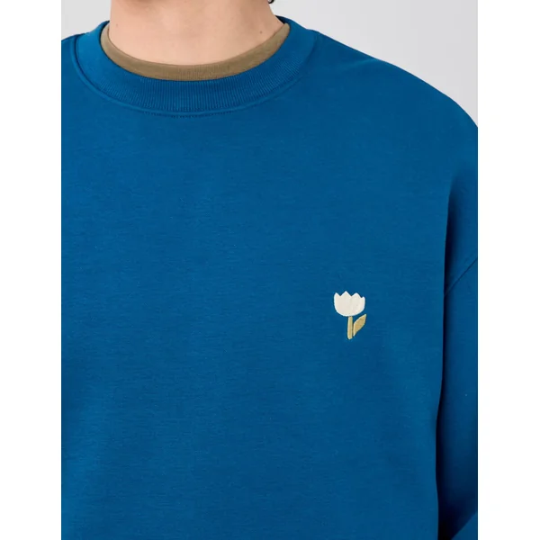Sweat broderie poitrine Bleu foncé