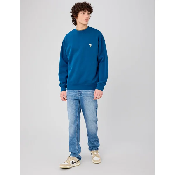 Sweat broderie poitrine Bleu foncé
