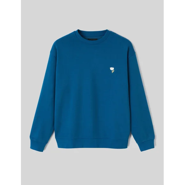 Sweat broderie poitrine Bleu foncé