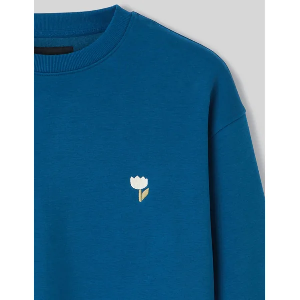 Sweat broderie poitrine Bleu foncé