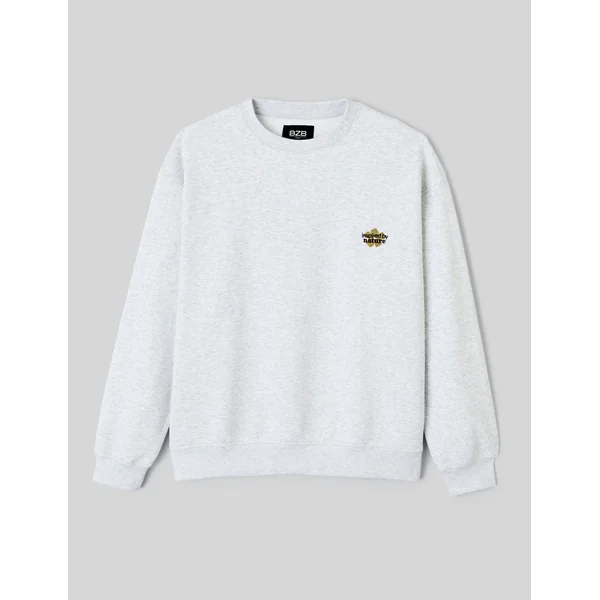 Sweat broderie poitrine Gris clair