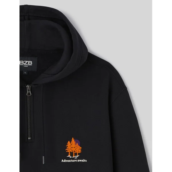 Sweat broderie poitrine Noir