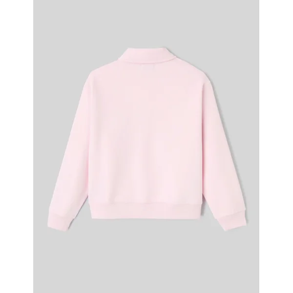 Sweat brodé à col polo Rose pâle