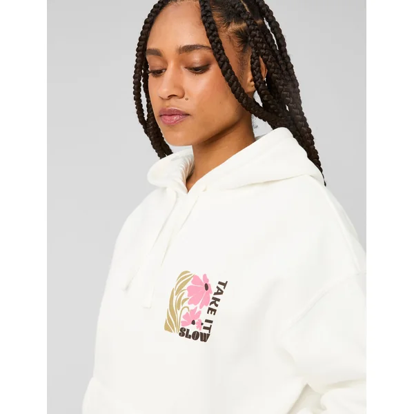 Sweat col capuche imprimé devant / dos Blanc écru