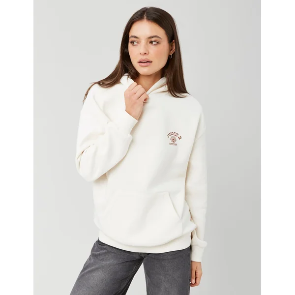 Sweat col capuche imprimé devant/dos Ecru