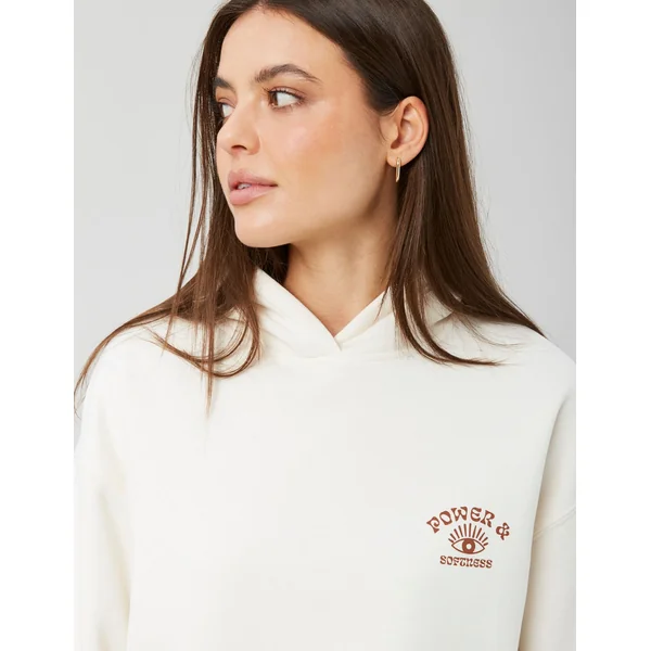 Sweat col capuche imprimé devant/dos Ecru