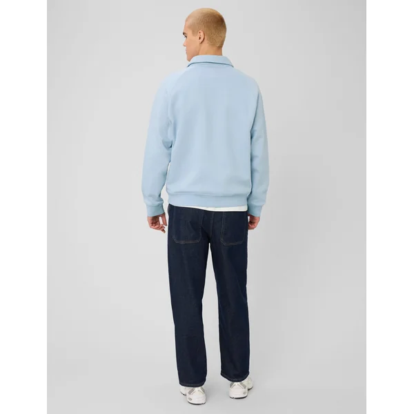 Sweat col polo zippé Bleu clair