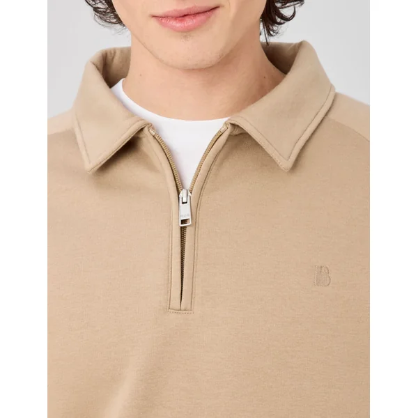 Sweat col polo zippé Marron