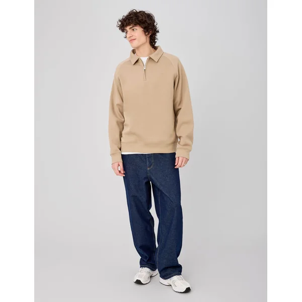 Sweat col polo zippé Marron