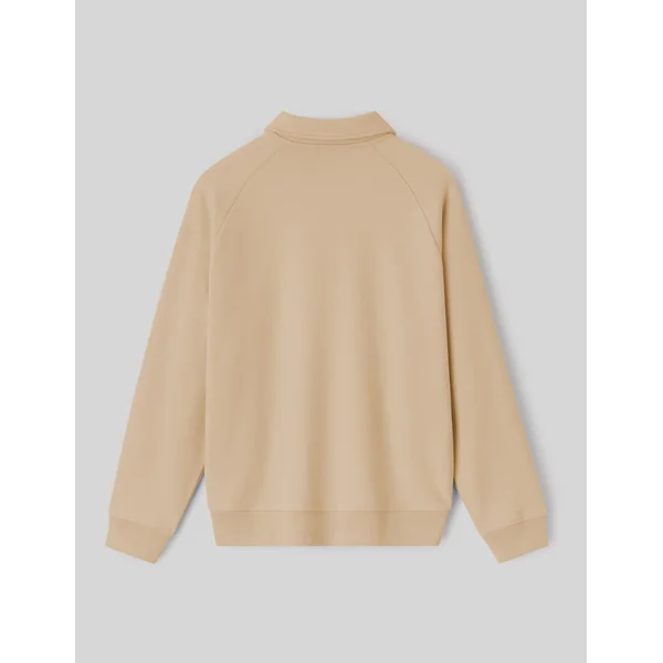 Sweat col polo zippé Marron