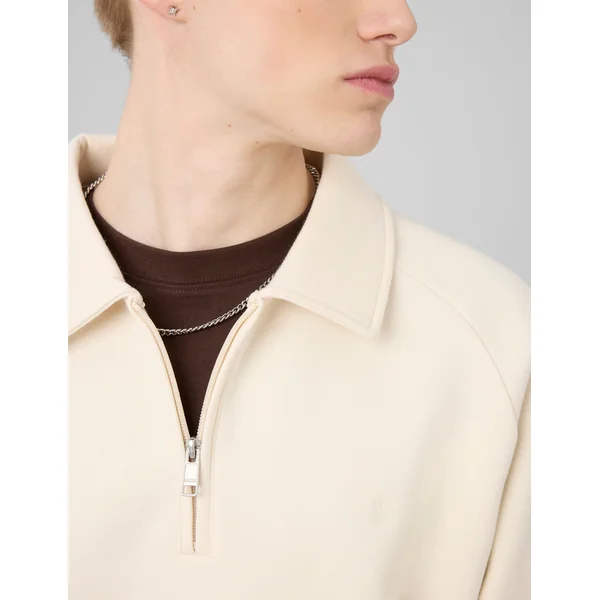 Sweat col polo zippé Naturel