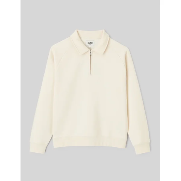 Sweat col polo zippé Naturel