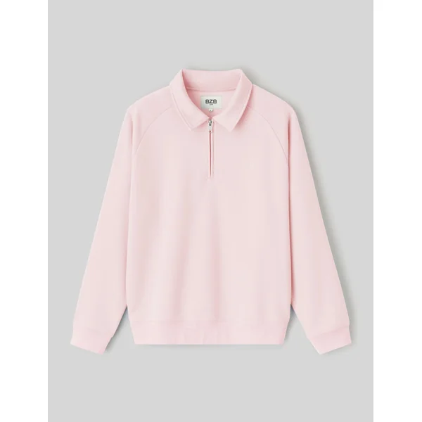Sweat col polo zippé Rose