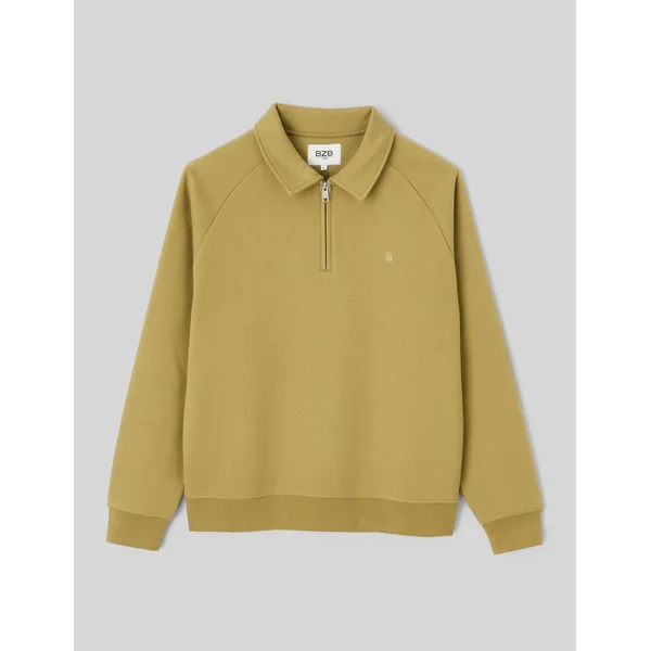 Sweat col polo zippé Vert clair