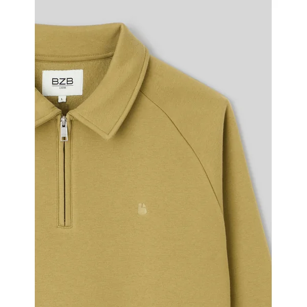 Sweat col polo zippé Vert clair