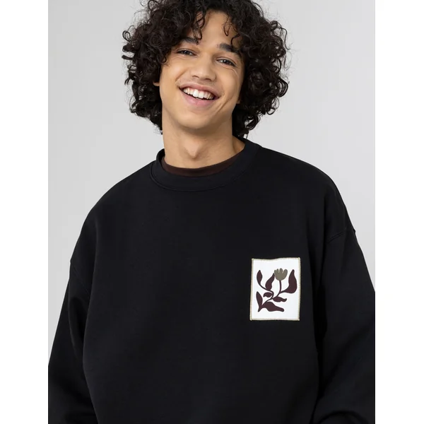 Sweat col rond avec patch Noir