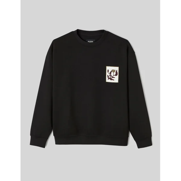 Sweat col rond avec patch Noir