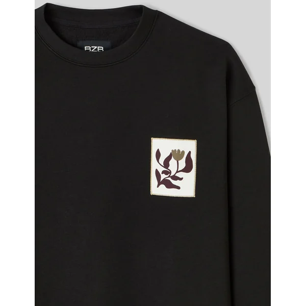 Sweat col rond avec patch Noir